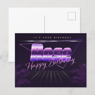 Rose Name Vorname lila Postkarte Geburtstag