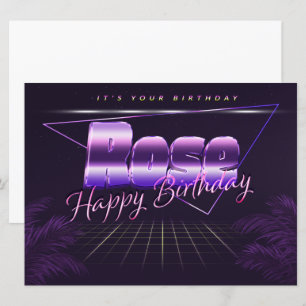 Rose Name Vorname lila retro Karte Geburtstag