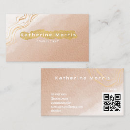 Rose Neutral Tone Minimalistisch QR Code Beruflich Visitenkarte