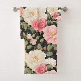 Rose Noir Harmonie Rose in Weich Pastell Badhandtuch Set