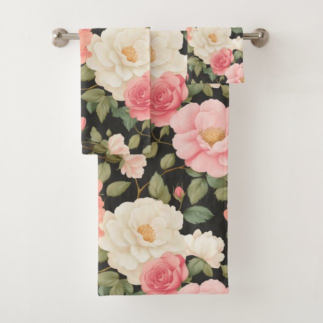 Rose Noir  Harmonie Rose in Weich Pastell Badhandtuch Set (Insitu)