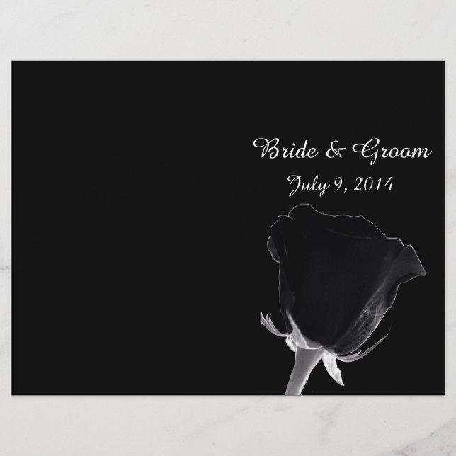 Rose Noire Folded Wedding Programm (Vorderseite)