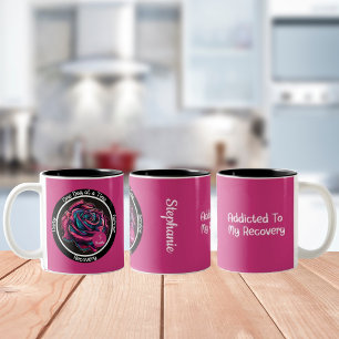 Rose Nüchternheits-Chip 12-Schritte AA NA Genesu Zweifarbige Tasse