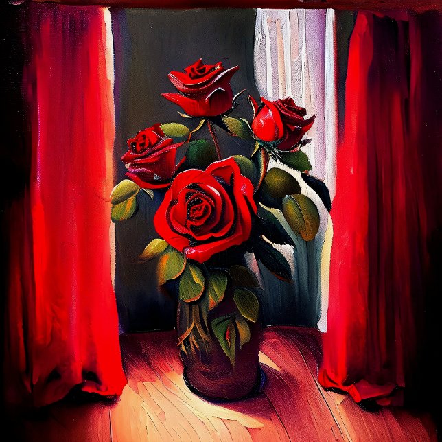 Rose Ölfarbe Stil, Stretched Canvas Print Leinwanddruck (Von Creator hochgeladen)