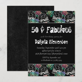 Rose | Ombre 50. Geburtstag Einladung