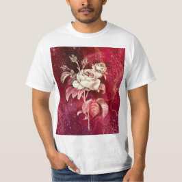 Rose on Red Textured Background T-Shirt