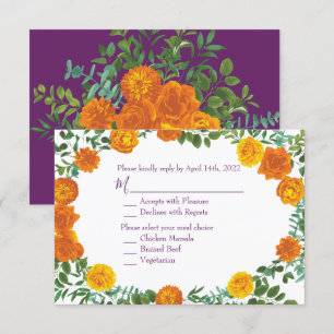 Rose "Orange & Lila Plum Peony" Einladung