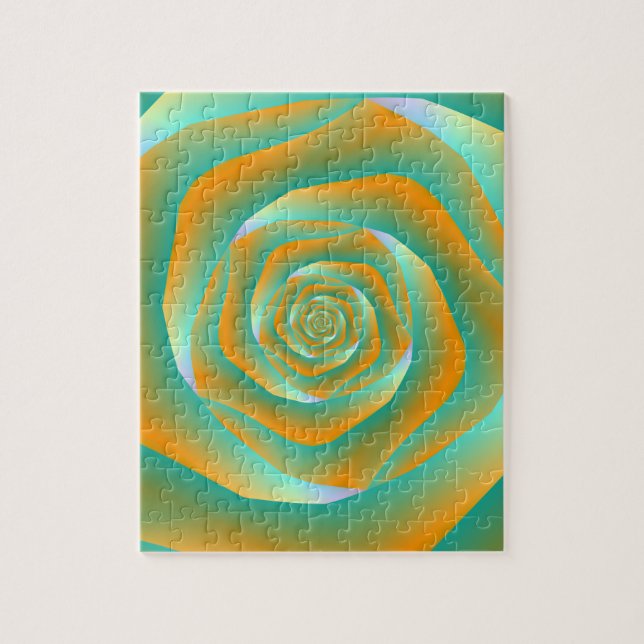 Rose Orange und Green Spiral Puzzle (Vertikal)