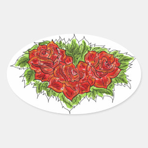 Rose Ovaler Aufkleber