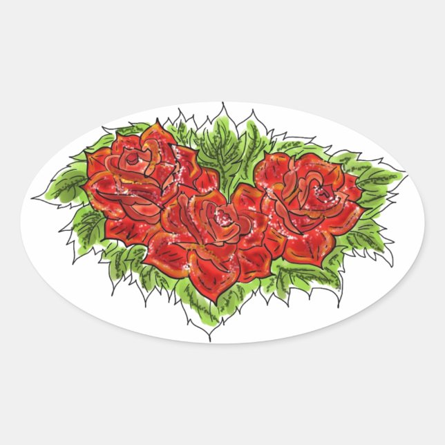 Rose Ovaler Aufkleber (Vorderseite)