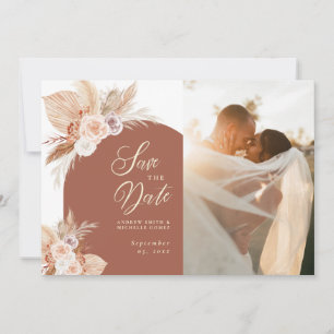 Rose Pampas Terracotta Arch Boho Foto Wedding Save The Date