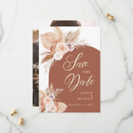 Rose Pampas Terracotta Boho Foto Wedding Save The Date