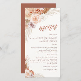 Rose Pampas Terracotta Boho Wedding Menu