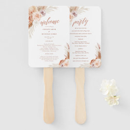 Rose Pampas Terracotta Palm Wedding Programm Fächer