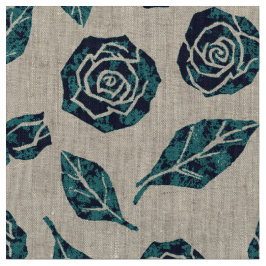 Rose Pandora - Navy Teal Stoff