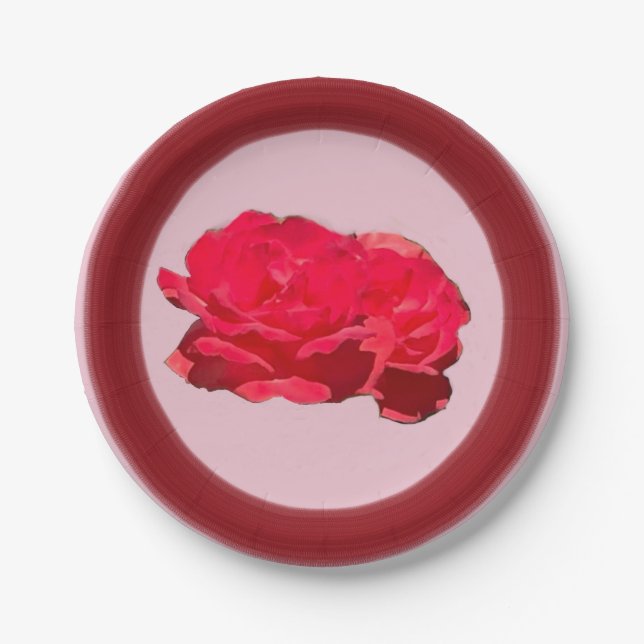 Rose Pappteller (Vorderseite)