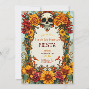 💀 Rose Party Einladung Watercolor Día de Muertos