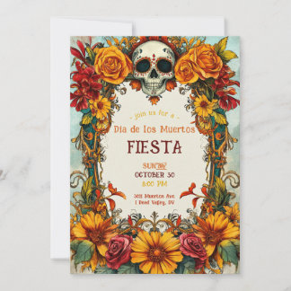 💀 Rose Party Einladung Watercolor Día de Muertos