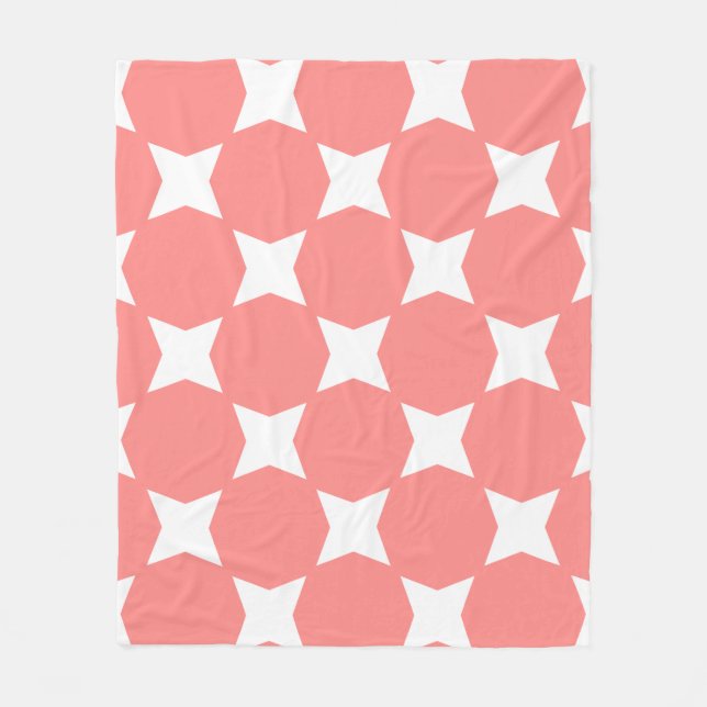 Rose Pastell & White Star Design Fleecedecke (Vorderseite)