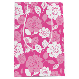 ROSE PATTERN (PINK) MITTLERE GESCHENKTÜTE