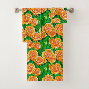 Rose Peach/Coral Orange Badhandtuch Set