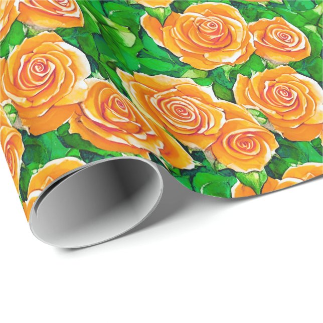 Rose Peach/Coral Orange Geschenkpapier (Rolleneckpunkt)