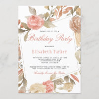 Rose Peach Cream Floral Geburtstagsparty