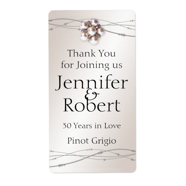 Rose Pearl and Dots Weinetikett 30 Jahre alt (Vorne)