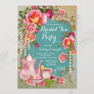 Rose Pearl Bridal Tea Party Einladung
