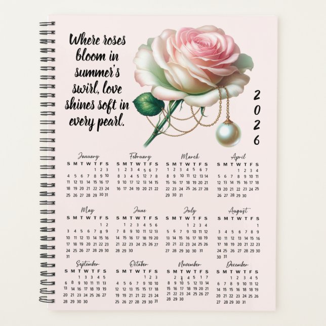 Rose & Pearl June Verse – 2026 Full-Year Planner Planer (Vorderseite)