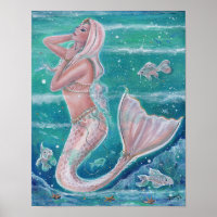 Rose Pearl Mermaid Art von Renee Lavoie