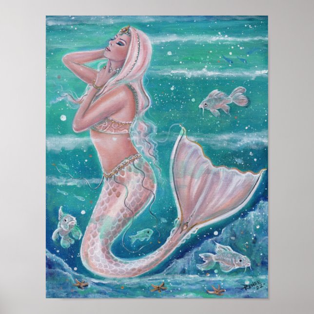 Rose Pearl Mermaid Art von Renee Lavoie Poster (Vorne)