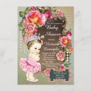 Rose Pearl Tutu Princess Baby Dusche Einladung