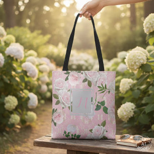 Rose-Peongram auf der blush-pink-goldenen Damaskus