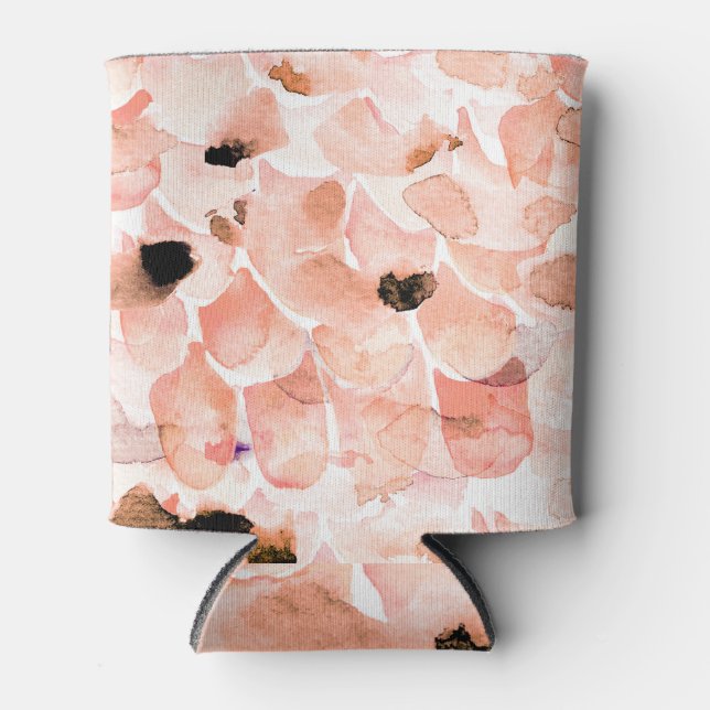 Rose, Peony, und Blätter, Aquarellmuster. Dosenkühler (Vorderseite)