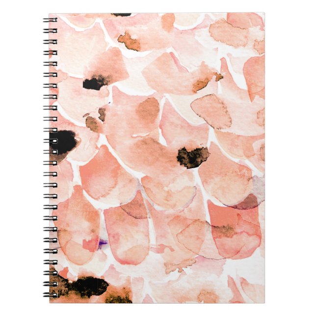 Rose, Peony, und Blätter, Aquarellmuster. Notizblock (Vorderseite)