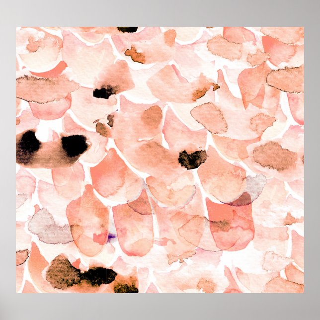 Rose, Peony, und Blätter, Aquarellmuster. Poster (Vorne)