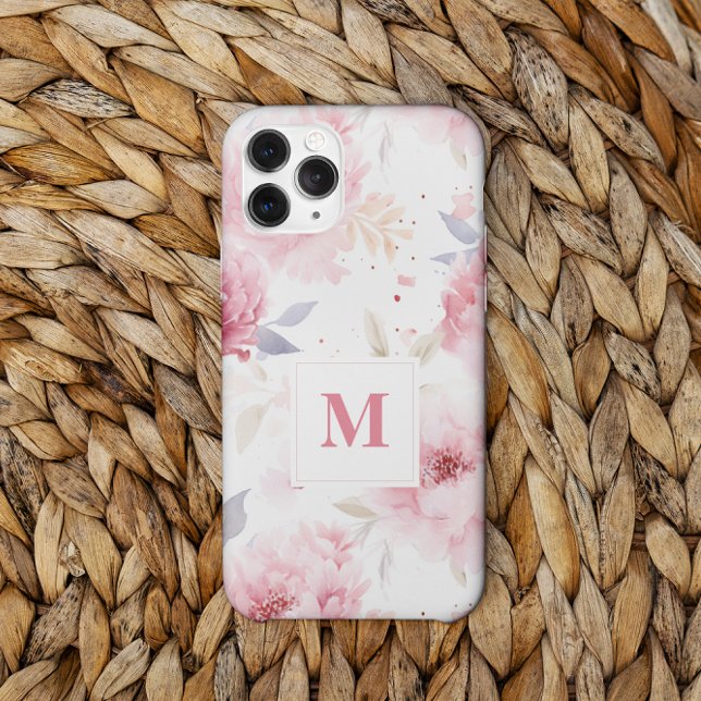 Rose Peonys Custom Monogram Case-Mate iPhone Hülle (Von Creator hochgeladen)