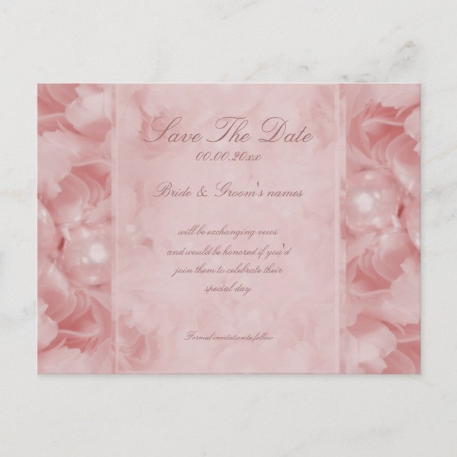 Rose Perle Save the Date rosa Einladungen (Vorderseite)