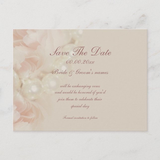 Rose Perlen Rosa Save the Date Einladungen (Vorderseite)