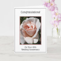 Rose Personalisiert 40. Hochzeitskarte