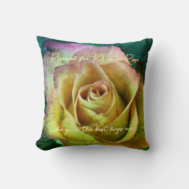Rose Personalizable Name und Message Throw Pillow Kissen (Vorderseite)