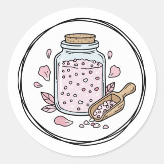 Rose Petal Bath Soak Label Illustration | Floral Runder Aufkleber
