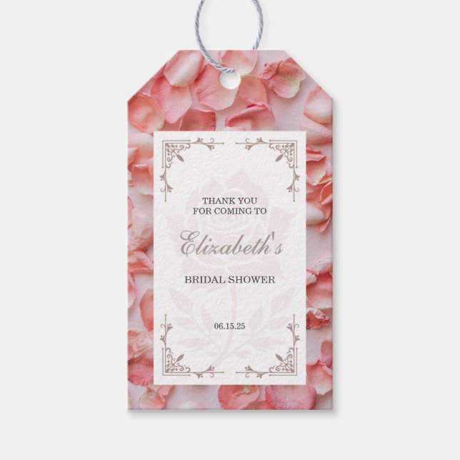 Rose Petal Brautparty Gevor Tag Geschenkanhänger (Vorderseite)