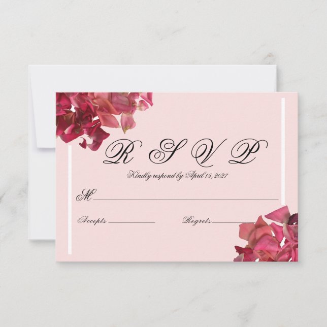 Rose Petal Pink Romantic Wedding RSVP Card (Vorderseite)