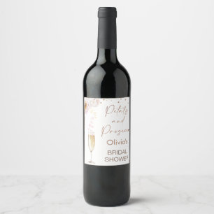 Rose Petals Petals Prosecco Boho Brautparty Weinetikett