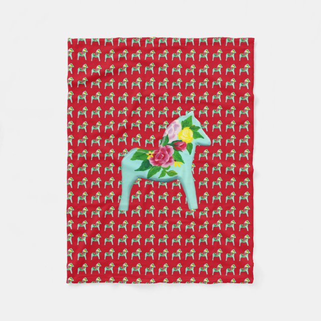 Rose Pferde Fleecedecke (Vorderseite)