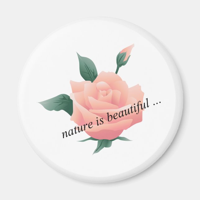 Rose (Pfirsich) - Schöne Natur Magnet (Vorne)