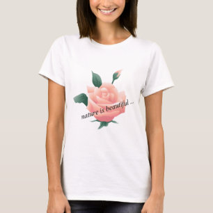 Rose (Pfirsich) - Schöne Natur T-Shirt