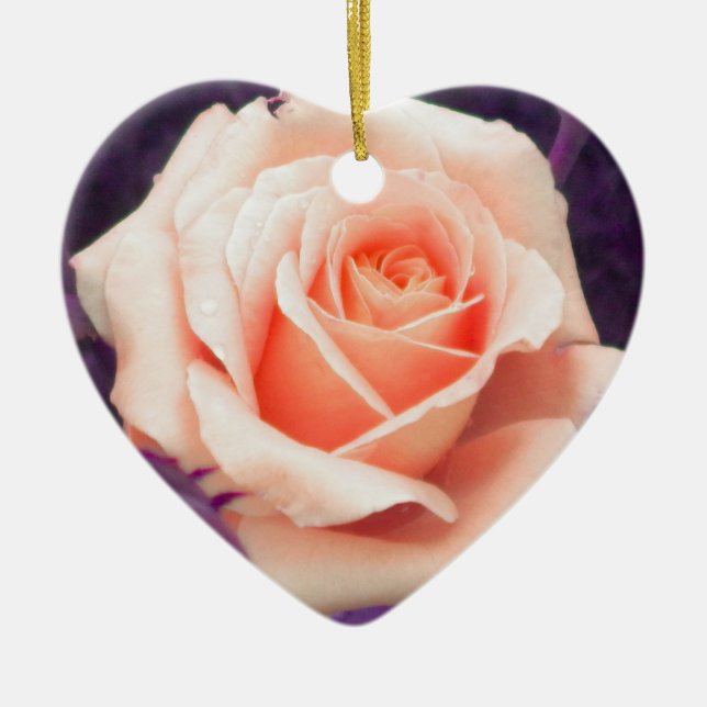 Rose Pfirsich und Lavendel Keramikornament (Vorne)